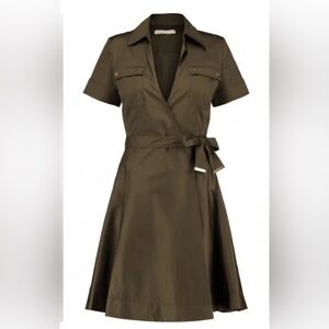 MICHAEL Michael Kors Olive Green Wrap Mini Shirt Dress